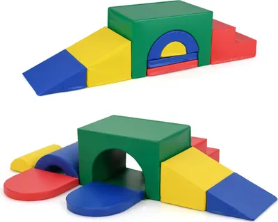 Produktbild von GOPLUS 8 TLG. Schaumstoffbausteine, Softbausteine mit abnehmbarem Kunstleder-Bezug, Riesenbausteine für unendliche Kombinationen für Kinderzimmer