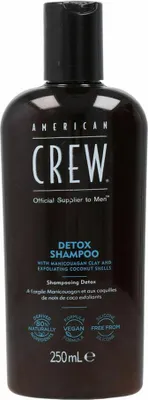 Productafbeelding van American Crew, Detox, Vegan, Shampoo voor het haar, voor het reguleren van overmatige talgproductie, 250 ml