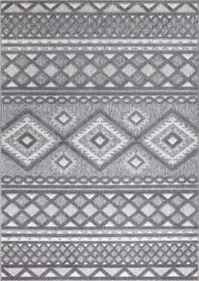 Produktbild von Teppich Outdoor Wetterfest - 280x380 cm - für Balkon, Terrasse, Flur - Ethno-Look in Anthrazit