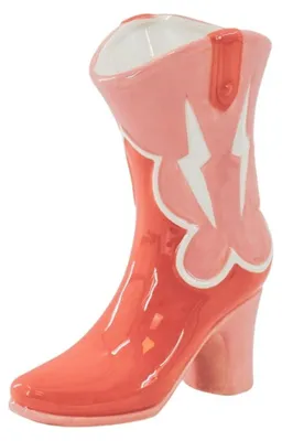 Obrázek produktu pro Váza na květiny – váza ve tvaru boty – keramika – růžová/oranžová – 16,5 x 10,5 x 26,5 cm