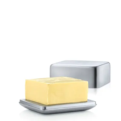 Image de Blomus Basic beurrier, Medium, beurrier, beurrier, récipient pour beurre, acier inoxydable, pour 250 g de beurre, 63638