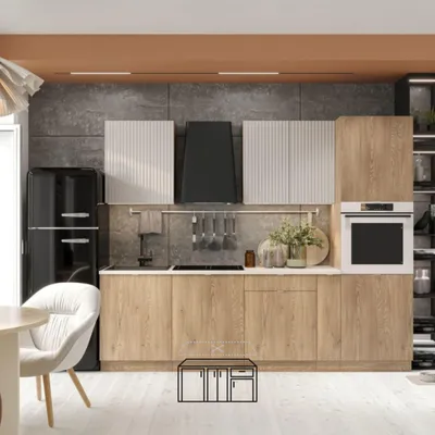 Produktbild von Küche 260 cm - Eiche Cremona und Beige Matt - Küchenmöbel - Ohne Elektro Geräten und Arbeitsplatte - mit Hängeschränke und Unterschränke - SOFIA