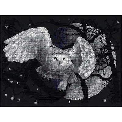 Immagine prodotto di Set per punto croce Panna "Gufo bianco" 36x27 cm, schema contato