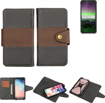 Produktbild von K-S-Trade Handyhülle Schutzhülle Hülle Bookstyle Wallet-Case kompatibel mit Blackview BV5500 Pro Bumper Rundumschutz schwarz-braun 1x