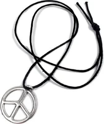 Produktbild von Minott Kette schwarzes Lederband zum verknoten mit Anhänger Peace Zeichen 21387