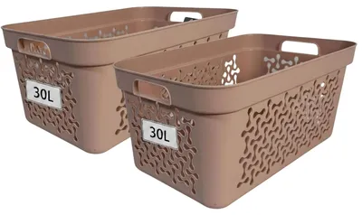 Produktbild von Plastard Wäschekorb 2er Set 30 Liter Pink aus Kunststoff mit Griffen