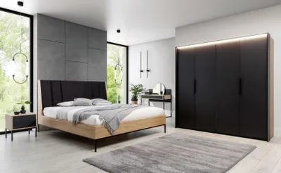 Produktbild von Schlafzimmer Set Beige Bett Elegantes 2x Nachttische Luxus Modern Neu 3tlg.