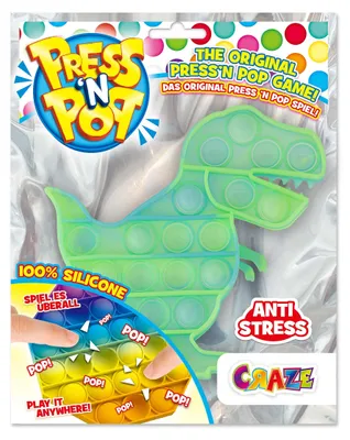 Image de Craze Press N Pop : Jouet sensoriel "Dino" unisexe, jouet anti-stress pour enfants