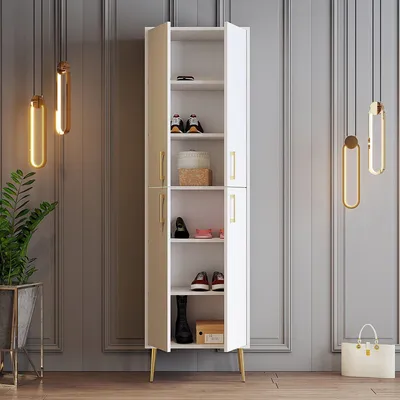 Image de Laino - Grand Armoire Multiusage, 60x202h cm Blanc, 6 Étagères
