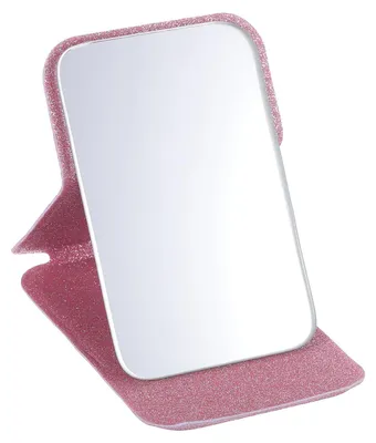 Produktbild von Taschenspiegel - Rechteckiger Klappspiegel - Kompakter Kosmetikspiegel - Glitzer Roségold