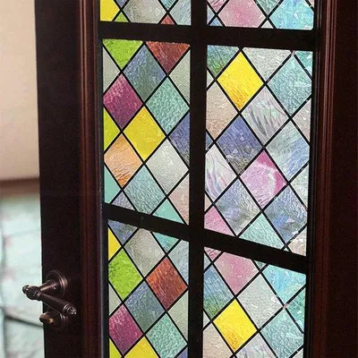 Produktbild von Elektrostatische Raamfolie, 200 x 30 cm, glanzende Regenbogenfolie, kristalraster, privacypatroon, für Fenster, Badezimmer und Küche