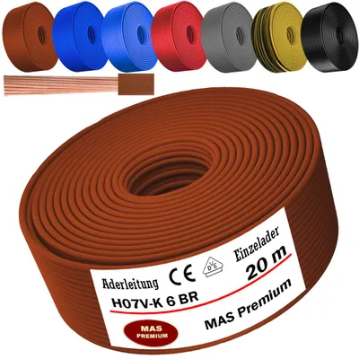 Produktbild von 20m Aderleitung H07 V-K BR 1x6 mm² Braun Einzelader flexibel