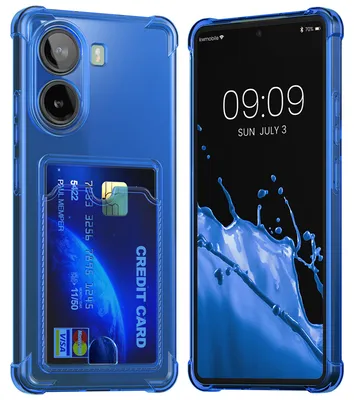 Produktbild von kwmobile Hülle mit Kartenfach kompatibel mit Xiaomi Poco X7 Pro 5G - Handyhülle Poco X7 Pro 5G mit Kartenfach - Soft Case - Schutzhülle in Blau