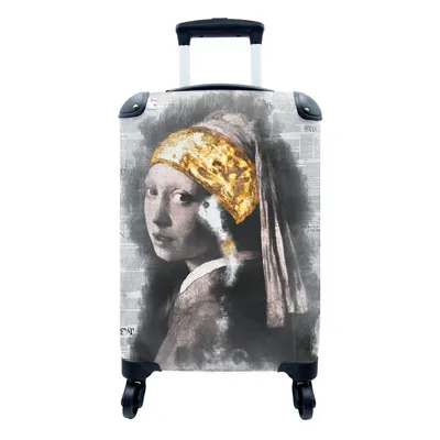 Produktbild von MuchoWow® Koffer Handgepäck Trolley Rollkoffer Kleine Reisekoffer mit 4 Rollen - Das Mädchen mit dem Perlenohrring - Vermeer - Collage - Cabin Size < 55x40x23 cm & 55x40x20 cm - Fotokoffer - Kabinenkoffer - Boardgepäck - Reise-Box - Reisekoffer - Reisegepäck - Koffer mit Bild - Trolley für Kinder