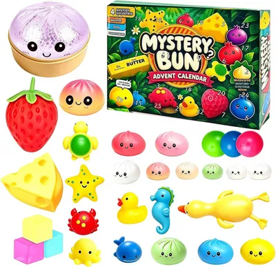 Produktbild von Squishy Adventskalender 2026,Weihnachtskalender mit 24 Überraschungen Fidget Spielzeug und Sammelfiguren für Kinder Frauen Männer