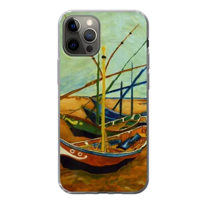 Produktbild von MuchoWow® Handyhülle Schutzhülle Hülle für iPhone 13 Pro Fischerboote am Strand - Vincent van Gogh Silikon Softcase Handy Hülle - Handy-Tasche