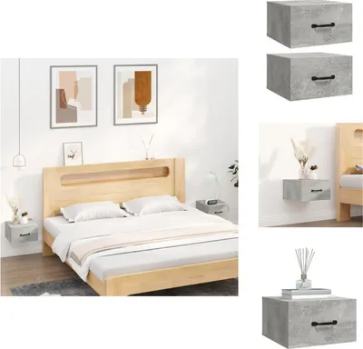 Image de vidaXL Tables de chevet murales 2 pcs. Gris béton 35x35x20 cm - Tables de chevet