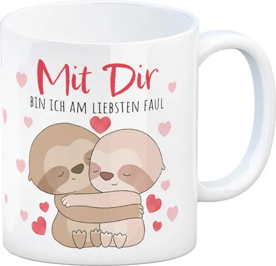 Produktbild von Faultier Paar Kaffeebecher mit Spruch Mit dir bin ich am liebsten faul