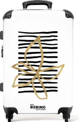 Produktbild von NoBoringSuitcases.com® Großer Koffer - Gold - Schwarz - Streifen - Abstrakt - Kombinationsschloss TSA - Hartschalen Trolley 4 Rollen - 72 liter - Reisekoffer - 66 cmKoffer Mittelgroß 67x43x25 cm, 72L,