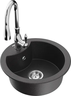 Produktbild von Mexen Diego 1-Becken-Granit-Spüle mit Mischbatterie Savita, Schwarz gesprenkelt - 6512-76-672601-00
