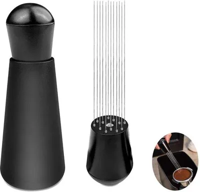 Produktbild von Espresso-Set, 12 Nadeln, Tamper, schwarzes Zubehör