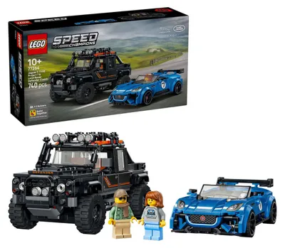 Image de LEGO Speed Champions 77264 Ensemble de Construction Jaguar Project 7 et Land Rover Defender avec 2 Voitures Jouets et 2 Figurines 740 Pièces 10+