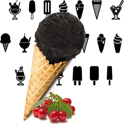 Image de Poudre de glace noire à la griotte, faible en glucides, végétalienne, sans sucre ni lactose 333 g