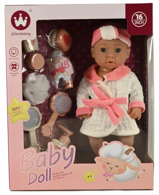 Produktbild von Realistische Babypuppe 40 cm-Für Pflege und Baden, Baby im Bademantel Midex