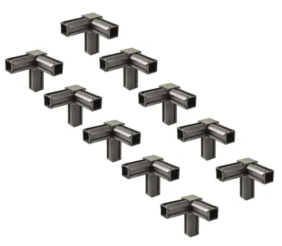 Obrázek produktu pro Alberts 859893, koleno pro potrubí, 90° s dalším pravoúhlým výstupem, plast, černá barva, rozměry 30 x 30 x 2,0 mm, balení 10 kusů