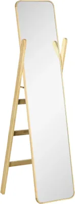 Produktbild von Standspiegel - Schminkspiegel - Mit Ablage - 40 x 35 x 147 cm - Glas, Kiefernholz, MDF - Für Wohnzimmer - Naturholz