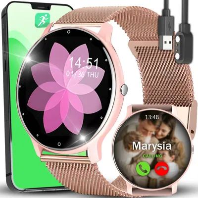 Zdjęcie produktu dla Smartwatch Zegarek Damski Wodoodporny Wyświetlacz Ips Pl Menu Sport Rozmowy