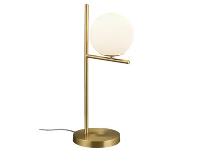 Image de Trio Leuchten - Art Deco Art Deco lampe de table or I laiton avec verre opalin - Flore I salon I chambre à coucher - acier long I rond - LED approprié E14