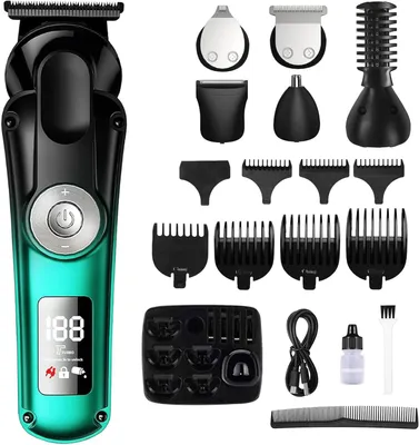 Produktbild von Haarschneidemaschine, 6-in-1 Barttrimmer mit LED-Anzeige, IPX6 Wasserdicht Körperhaartrimmer Gesichtshaartrimmer, Wiederaufladbarer Präzisionstrimmer