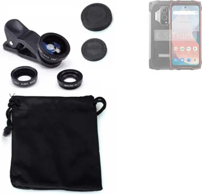 Produktbild von K-S-Trade Smartphone Kamera Linsen Set Kompatibel mit Blackview BV9300 3in1 Clip-On Kamera Adapter Macro Weitwinkel FishEye Fischauge Objektiv Linse