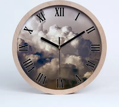 Produktbild von Holzuhr 30fi cm wanduhr - schwarze Spitzen - Wolken im Himmel