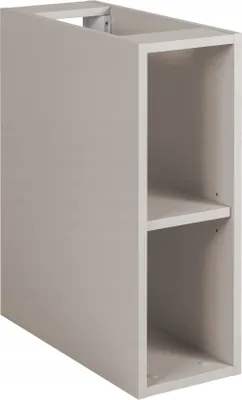 A beige matte shelving unit with two open compartments.