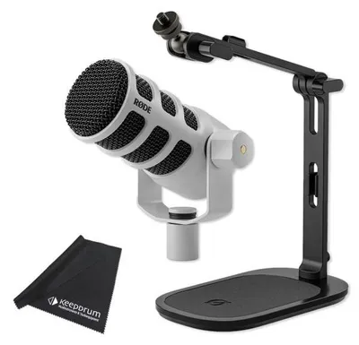 Productafbeelding van Rode Microfoon Podmic USB, wit, met DS-3 tafelstatief en microfoonhoes