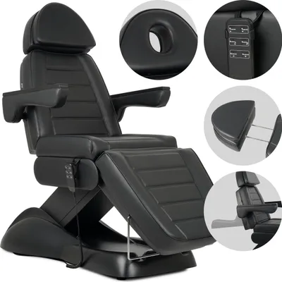 Produktbild von Habys Leo PRO 4 Kosmetikliege Massageliege Kosmetiksessel Kosmetikstuhl | Höhenverstellbar Elektrisch | 204 x 63 cm | Schwarz