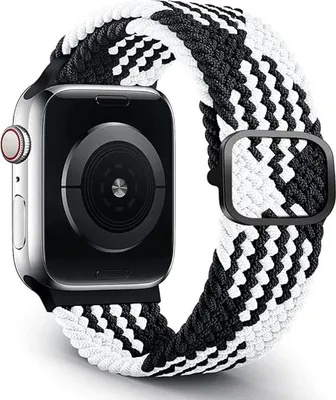 Image de BRACELET POUR APPLE WATCH 42/44/45 mm 1/2/3/4/5/6/7/8/9/10/SE NOIR ET BLANC