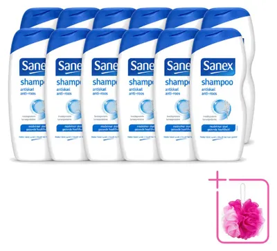 Productafbeelding van 12 x Sanex Anti-roos shampoo - met kamille en tarwe-eiwit - 250 ml - voordeelverpakking - 12 stuks