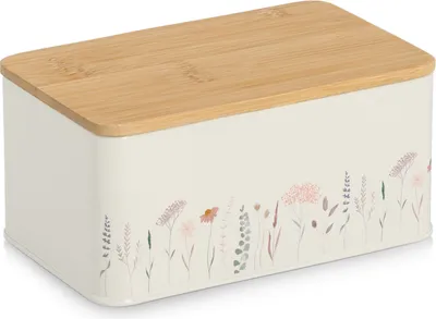 Image de Récipient de stockage Zeller, métal/bambou, 20x12x10 cm, 1,65 l, blanc