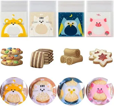 Image de Sachets adhésifs transparents, 200 pièces, pour bonbons, biscuits, pâtisseries