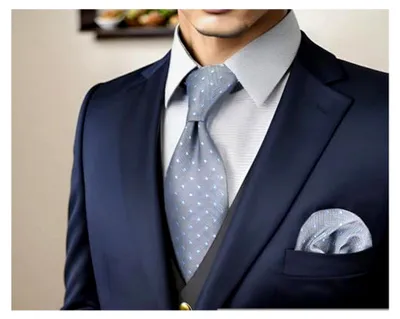 Produktbild von Punkte Herren Krawatte Grau Blau Seide Geschäftsanzug Classic