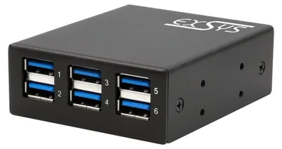 Image de Exsys Hub : protection ESD de 15 kV, interrupteur coulissant externe pour régler l'alimentation, modèle métallique