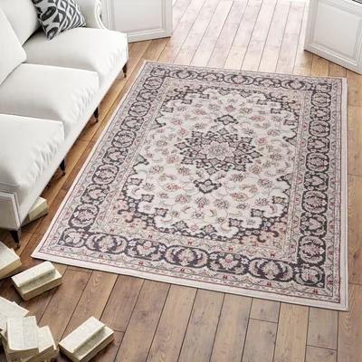 Zdjęcie produktu dla Dywan Orientalny Klasyczny orientalny wzór - Salon -k466a biały - Kolor: Brązowy, Rozmiar: 120 x 170 cm