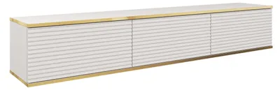 Produktbild von Masseno TV-Schrank VENEZIA 175 cm Fernsehschrank mit 3 Türen TV-Lowboard für Wohnzimmer Modern 175x32x30 cm Weiß / Weiß