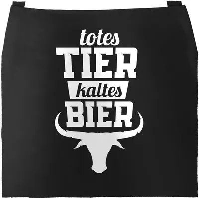 Produktbild von Grill-Schürze für Männer mit Spruch totes Tier kaltes Bier Grillschürze Baumwollschürze Küchenschürze Moonworks® schwarz unisize