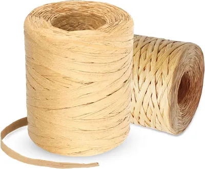 Image de Ruban adhésif en raphia, ruban artisanal, 6 mm x 200 m, 2 rouleaux, pour l'emballage de cadeaux