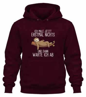 Obrázok produktu pre Zatiaľ nič nemaľujem Sloth Saying Lazybones Gift Uni mikina s kapucňou, bordová, S