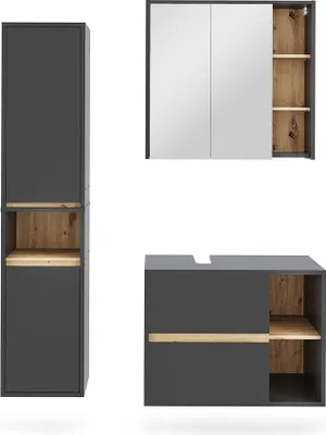Produktbild von Badmöbel-Set Vicco Viola Grau/Artisan 3 Teile, Model 55225